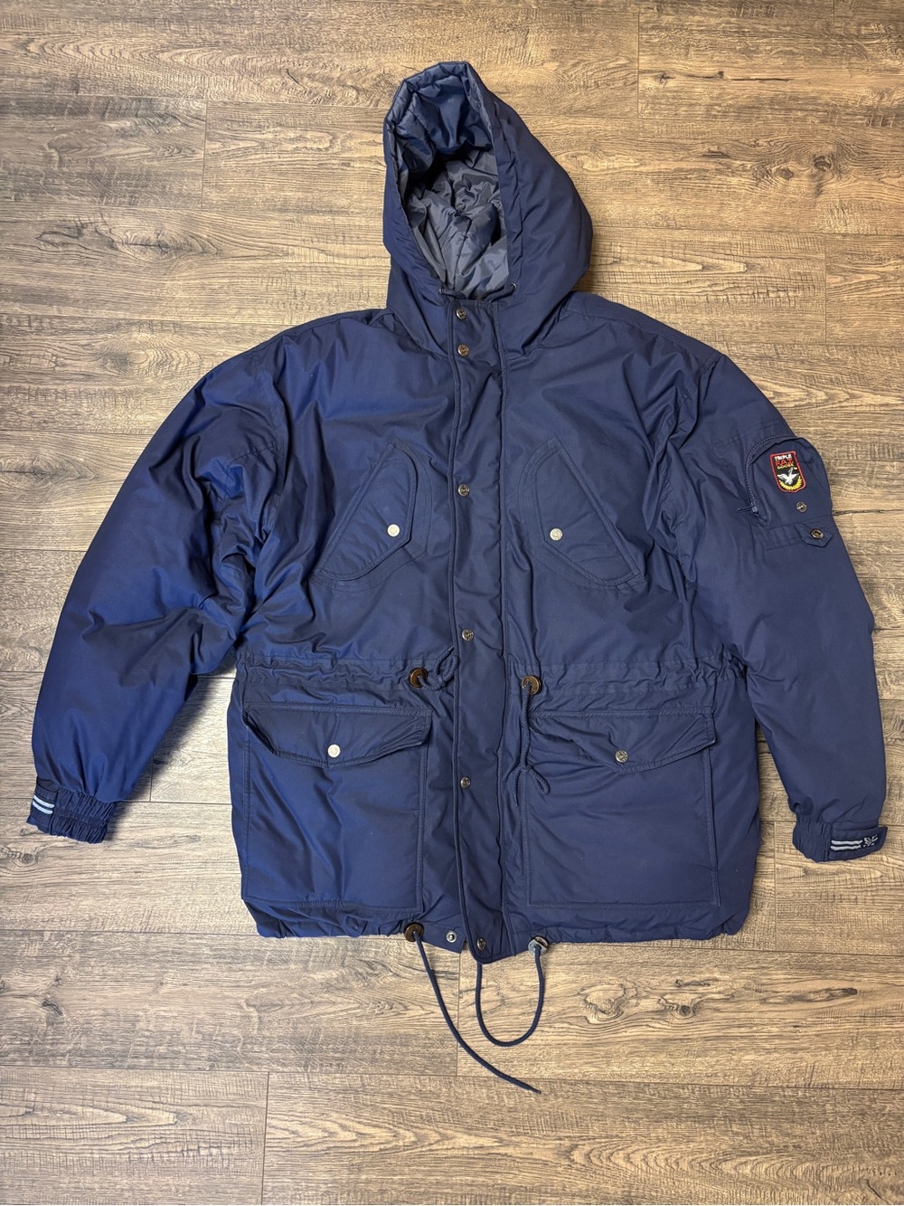 Vintage Triple F.A.T. Goose Jacket Mens XL Blue Down Parka Hooded 90s